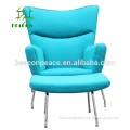 Wing Back Chair In metal Base and fabric covered